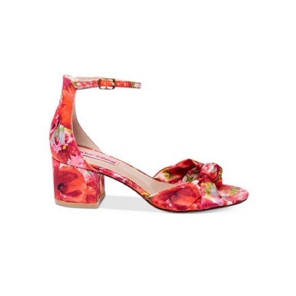 Betsey Johnson Floral Block Heel Ankle Strap Sandal - Picture 2 of 11